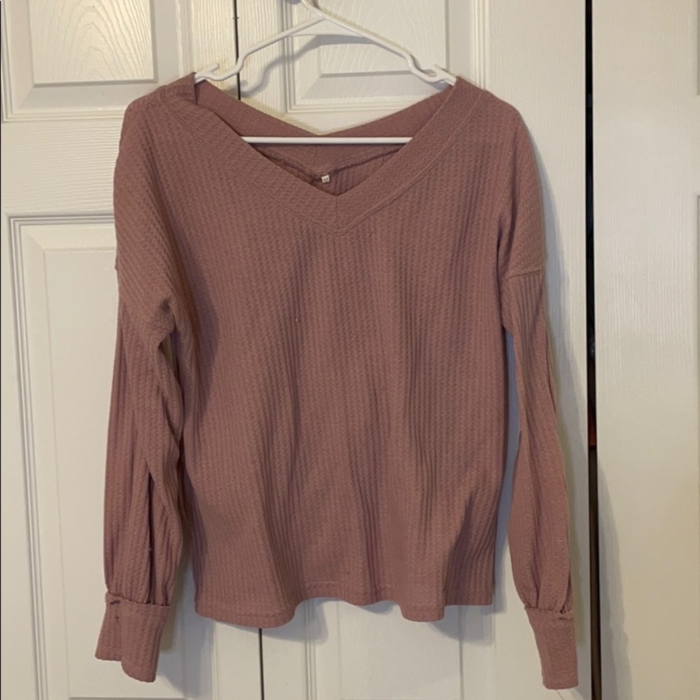 Long sleeve waffle top
